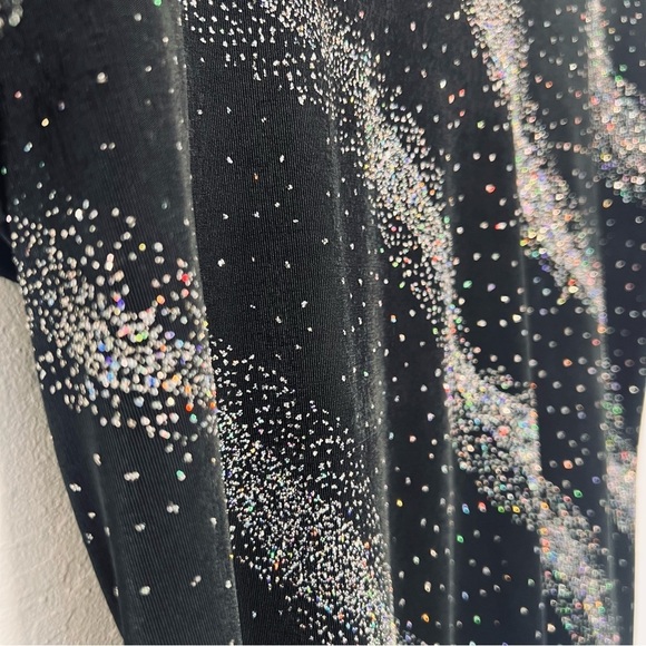 Vintage 1990s 1980s Black Rainbow Glitter Shirt XL - Picture 8 of 14